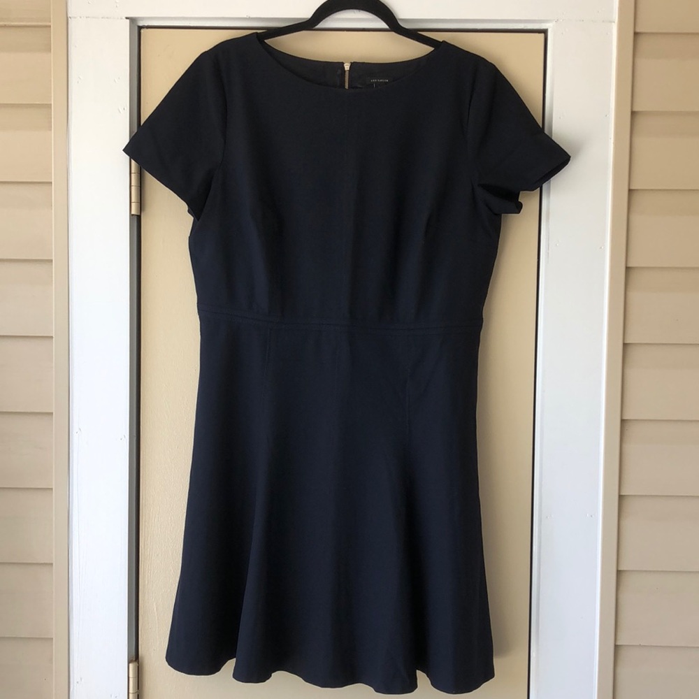 Ann Taylor Black Short-Sleeve Back Zip Dress